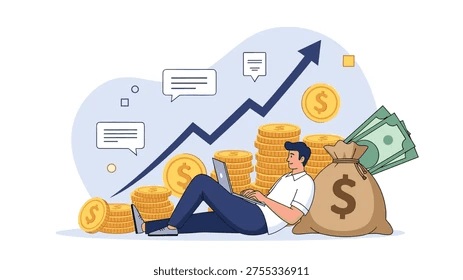 Client revenue and digital marketing growth metrics chart